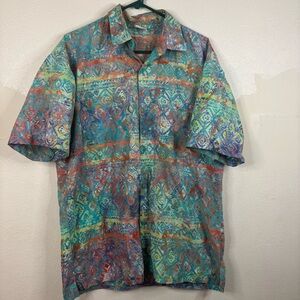 Rum Reggae Hawaiian Shirt 100% Cotton Size Large Tropical Vacation Pockets